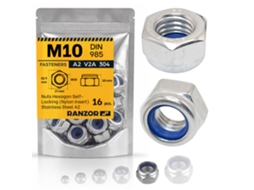 Porca Autoblocante Inox A2 Din 985 M10 (16 Un.) Ranzor | Hex Lock Nut Stainless Steel Aisi 304