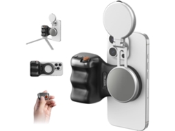 Suporte Magnético Para Câmera De Celular Com Luz Para Selfie – Disparador Bluetooth Estilo Dslr, Preto