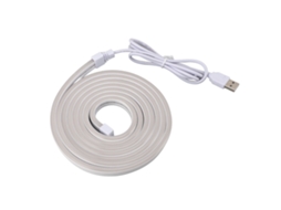 Luz neon flexível LED 6,5ft, USB, à prova d'água, silicone branca, para quarto e lar