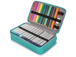 2026 estuche de Lápices Pu para Estudiantes, Funda para Lápices de Colores, Verde Lago