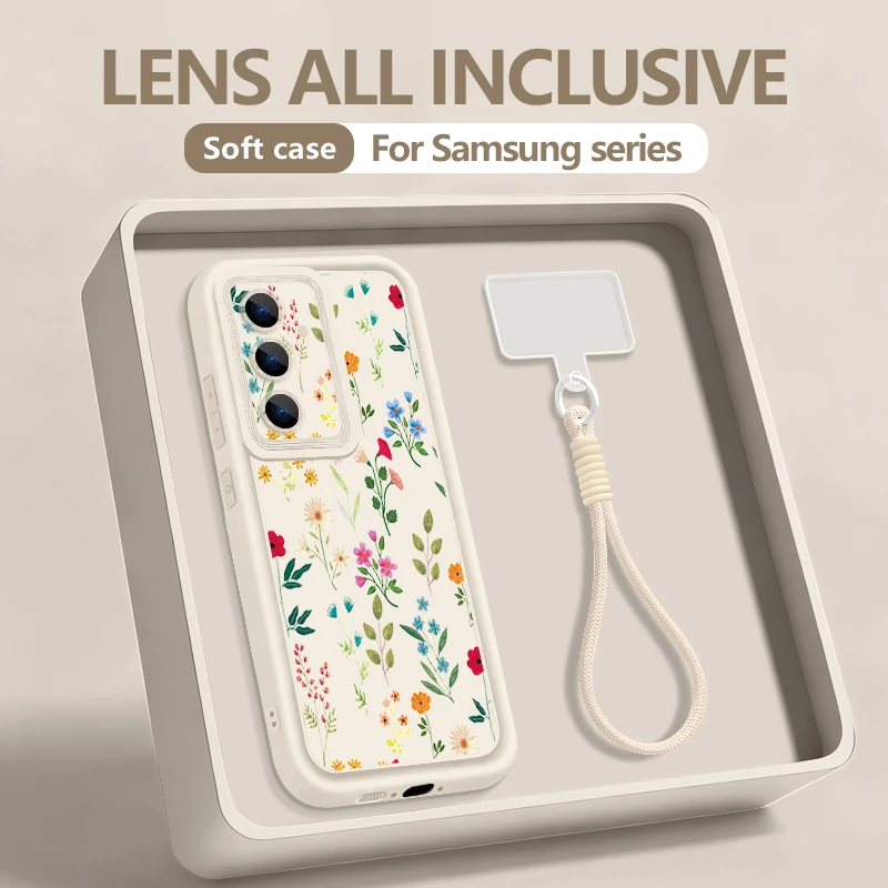Capa Para Celular Galaxy S23 (cor Off-white) Com Estampa Floral E Alça Macia.