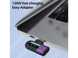 Adaptador Otg Tipo C 6a, Carregamento Rápido De 120w, Display Digital, Conversor Usb-c Para C, Transferência De Dados De 480mbps, Compatível Com Pd