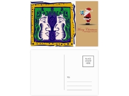 Conjunto de 20 Cartões postais Pintados À Mão com a Constelação Gêmeos, Cultura Mexicana e o Papai Noel. 14,6