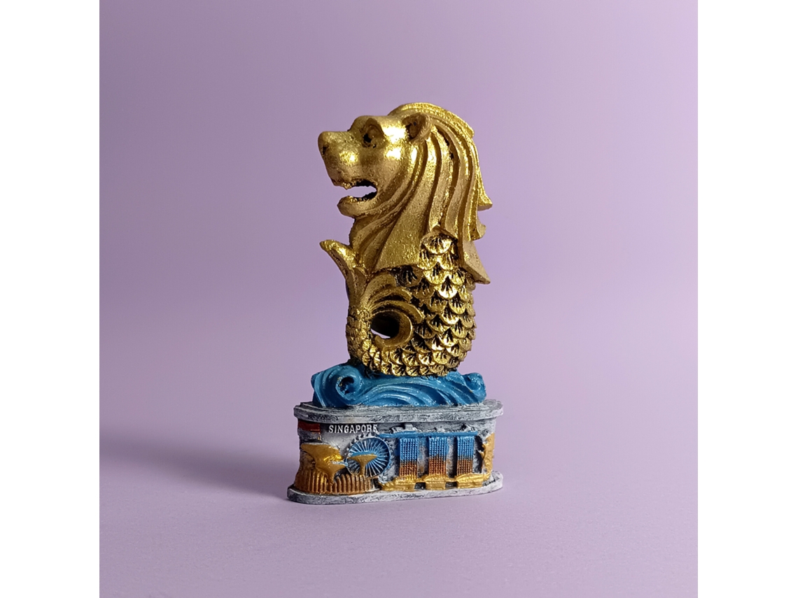(merlion Dourado De Singapura) Ímãs De Geladeira Asiáticos, Lembrancinhas, Coreia Do Sul, Dubai, Japão