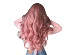 Peruca longa ondulada rosa ombré para festas femininas