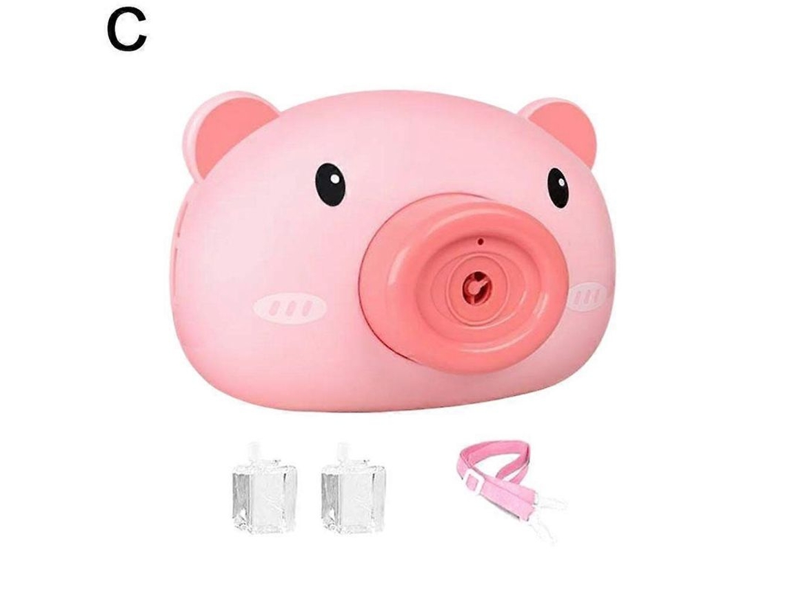 Máquina de Bolhas Automática com Luz e Música para Crianças Câmera Brinquedo Presente Rosa