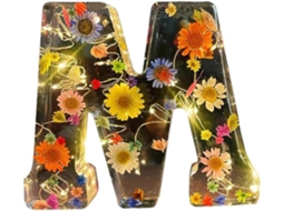 Luminária Noturna Floral Com Letras Criativas, Flores Secas, Luzes De