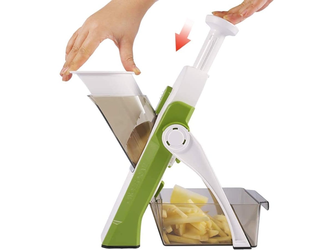 Manual multifuncional de cozinha mandolina lâmina completa de aço inoxidável, batata ralada, cenoura, cubos e batatas fritas