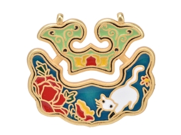 Pingente de Fecho de Paz Chinês Retrô Esmaltado Porcelana Charm Único Jóia de Prata Branco Gato