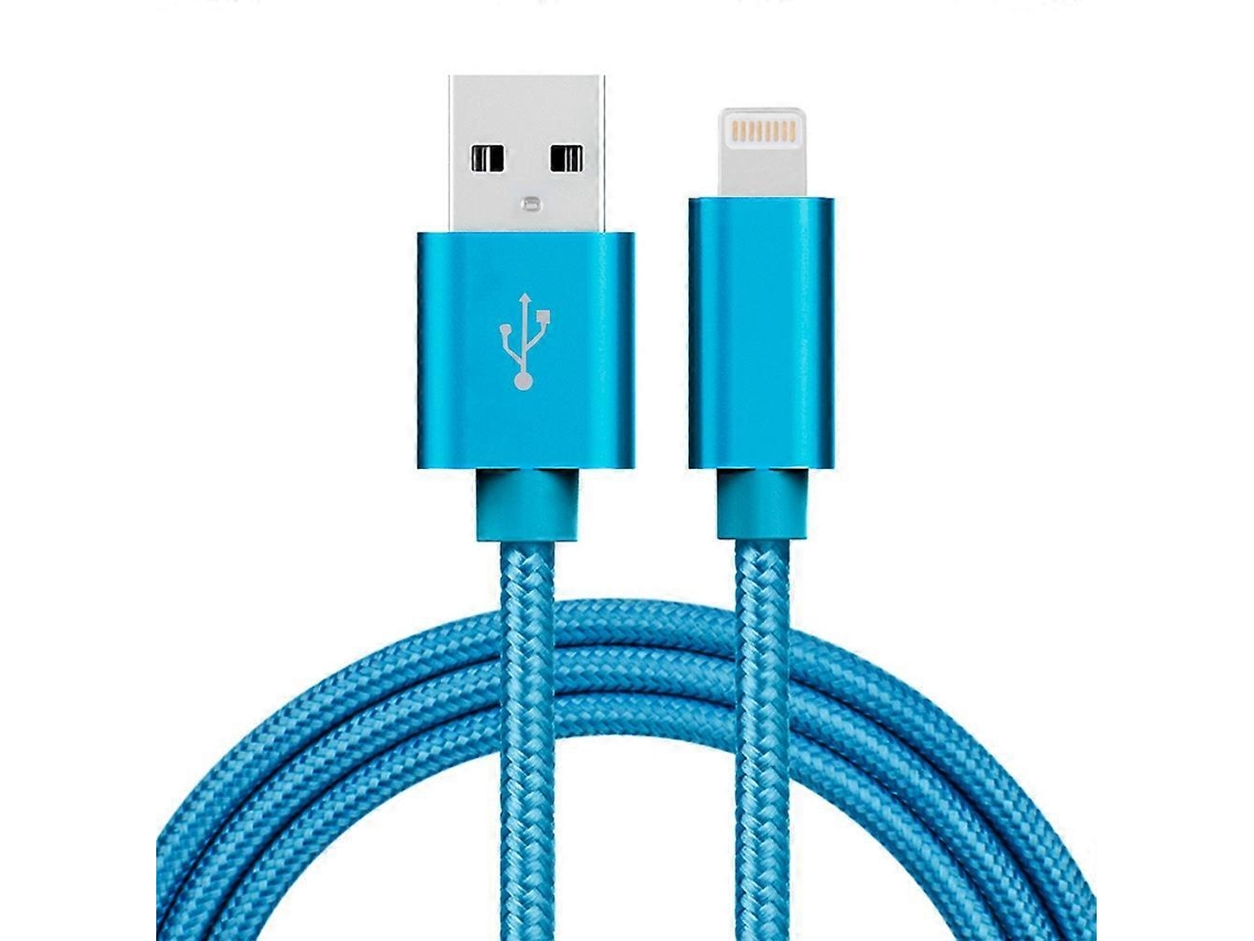 Cabo Lightning 3 M Dados Nylon Trançado Azul Compatível Com Iphone E Ipad E Ipod