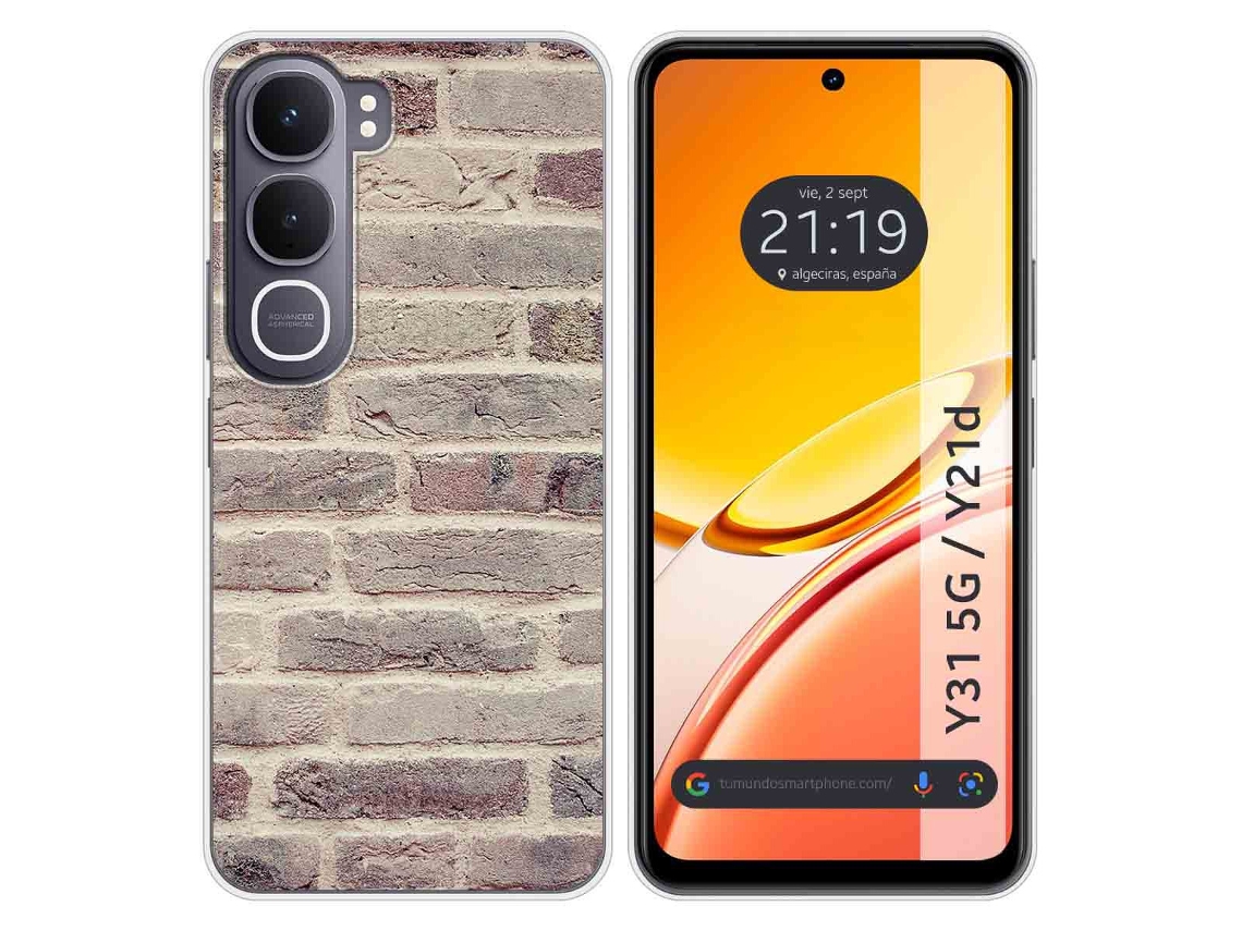 Capa Tumundosmartphone De Silicone Para Vivo Y31 5g / Y21d Com Estampa De Tijolos 01 Desenho