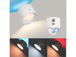 Lâmpada de Parede com Sucção Magnética, Rgb, Sensor de Movimento, Controle Remoto, Touch, Timer, 3 temperaturas