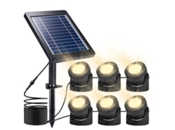 Luminárias Solares Submersíveis 6 em 1 Led Ip68 Branco Quente 3 Modos para Lagoa Jardim Piscina | S/MARCA