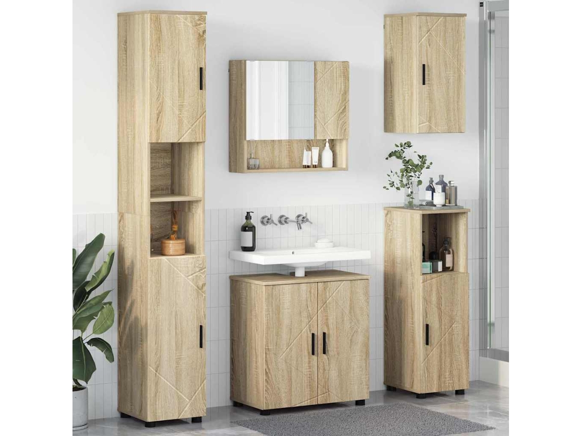 Vidaxl Conjunto De Móveis Para Banheiro 5 Unid. Carvalho Sonoma