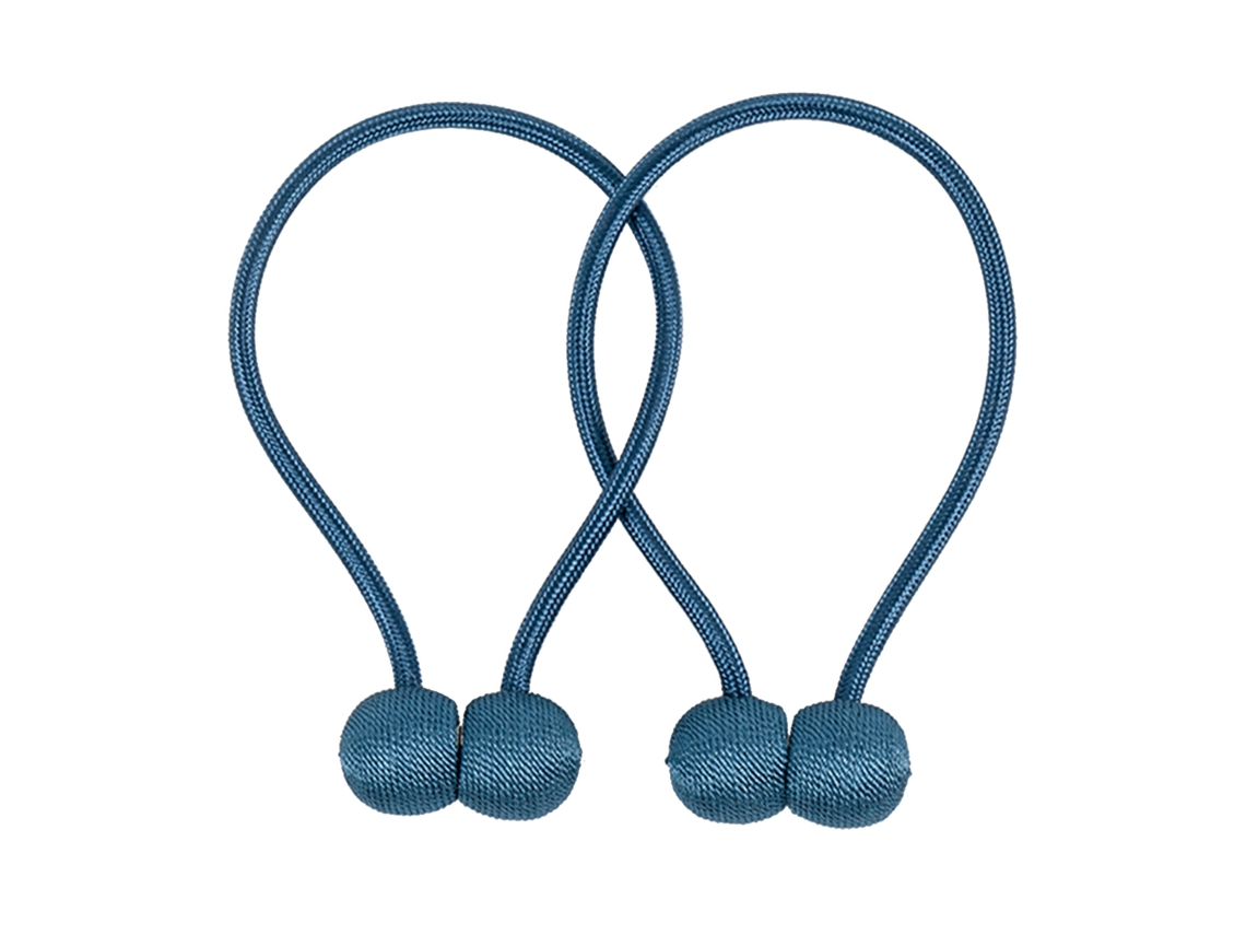 Corda de Cortina Magnética de Pérola Simples Elegante Poliéster Prática para Sala e Quarto Azul | S/MARCA