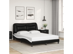 Estrutura Cama C/ Cabeceira 140x200 Couro Artif. Preto/branco