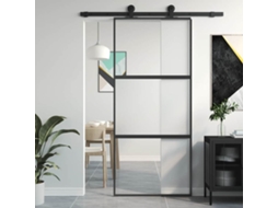 Vidaxl Porta Deslizante 90x205 Cm Vidro Temperado E Alumínio Preto