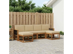 Vidaxl Conjunto De Sofás Para Exterior 6 Pcs Natural E Bege Poliéster