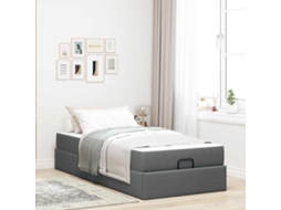 Vidaxl Estrutura De Cama Com Colchão 2 Unid. Cinza Escuro Tecido