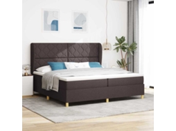 Vidaxl Cama Box Com Cabeceira Manual Marrom Escuro 200 X 200 Cm Tecido