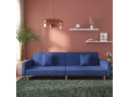Vidaxl Sofá-cama 2 Lugares Com Duas Almofadas Tecido Azul