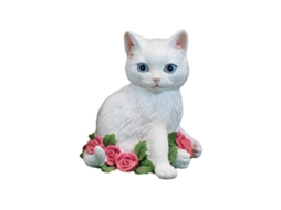 Estátua de Gato em Resina Branca para Jardim LAXISCREED