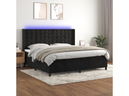 Vidaxl Cama Box Spring C/ Colchão/led 200x200 Cm Veludo Preto
