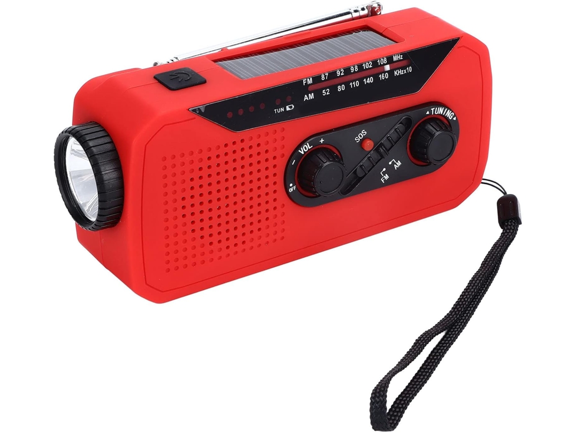 Rádio De Emergência Com Manivela, Alerta Meteorológico E Lanterna Brilvibera (vermelho)