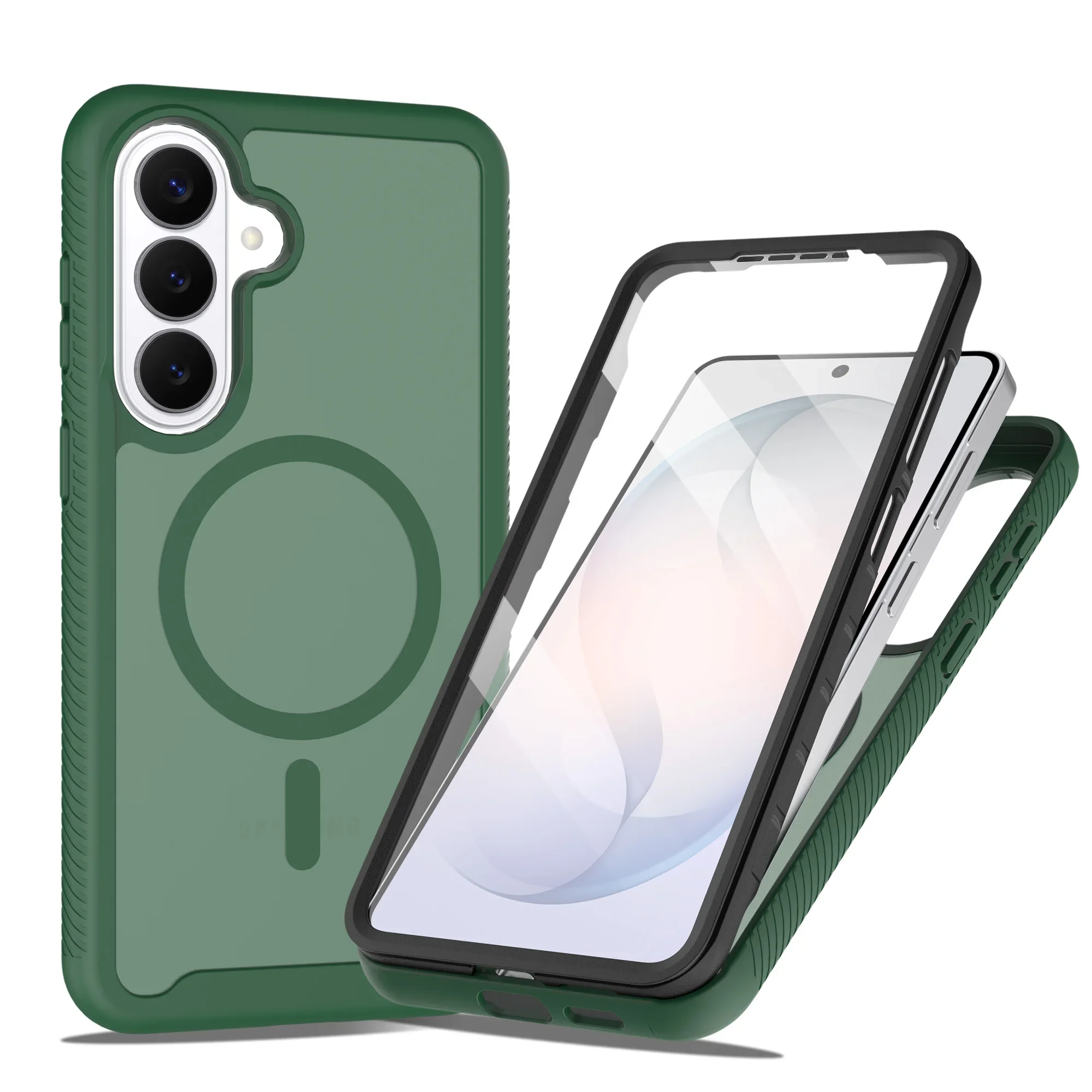 (verde, Galaxy S26) Capa Transparente Fosca 2 Em 1 Resistente A Impactos Com Protetor De Tela Magnético