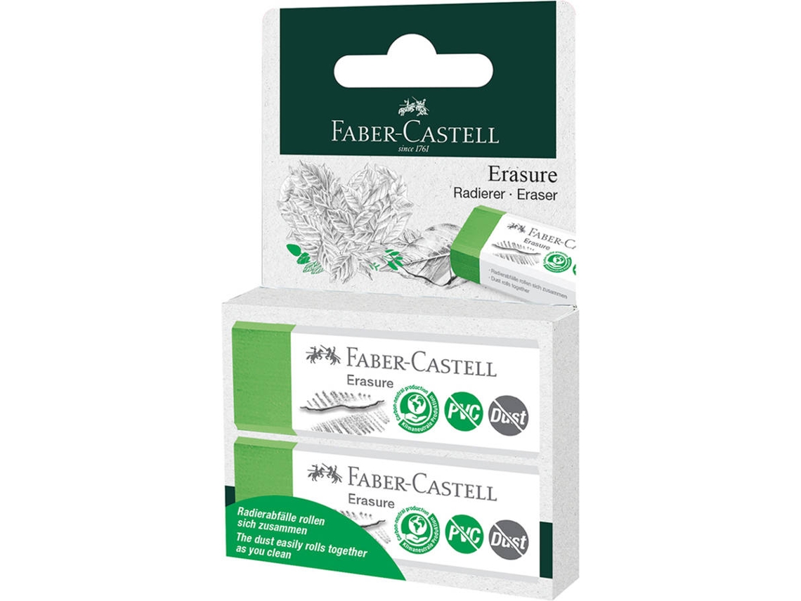 Borracha FABER-CASTELL Sem PVC - Indicada Para Grafite e Lápis de Cor (Verde - 2 Unidades)