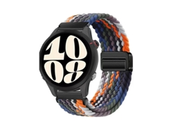Pulseira para relógio com data magnética em nylon trançado, compatível com Huawei Watch 5, Samsung Galaxy Watch 7 e Xiaomi.