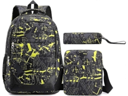 Conjunto De Mochila Escolar Para Meninos E Meninas, Mochila, Lancheira E Estojo, Conjunto De Três Peças, Amarelo Olysi Shop