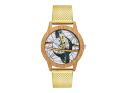 Reloj De Cuarzo Casual Unisex Con Correa De Silicona Dorada