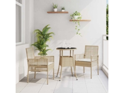 Vidaxl Conjunto de Jantar para Jardim 3 Pcs Bege Vime Pe