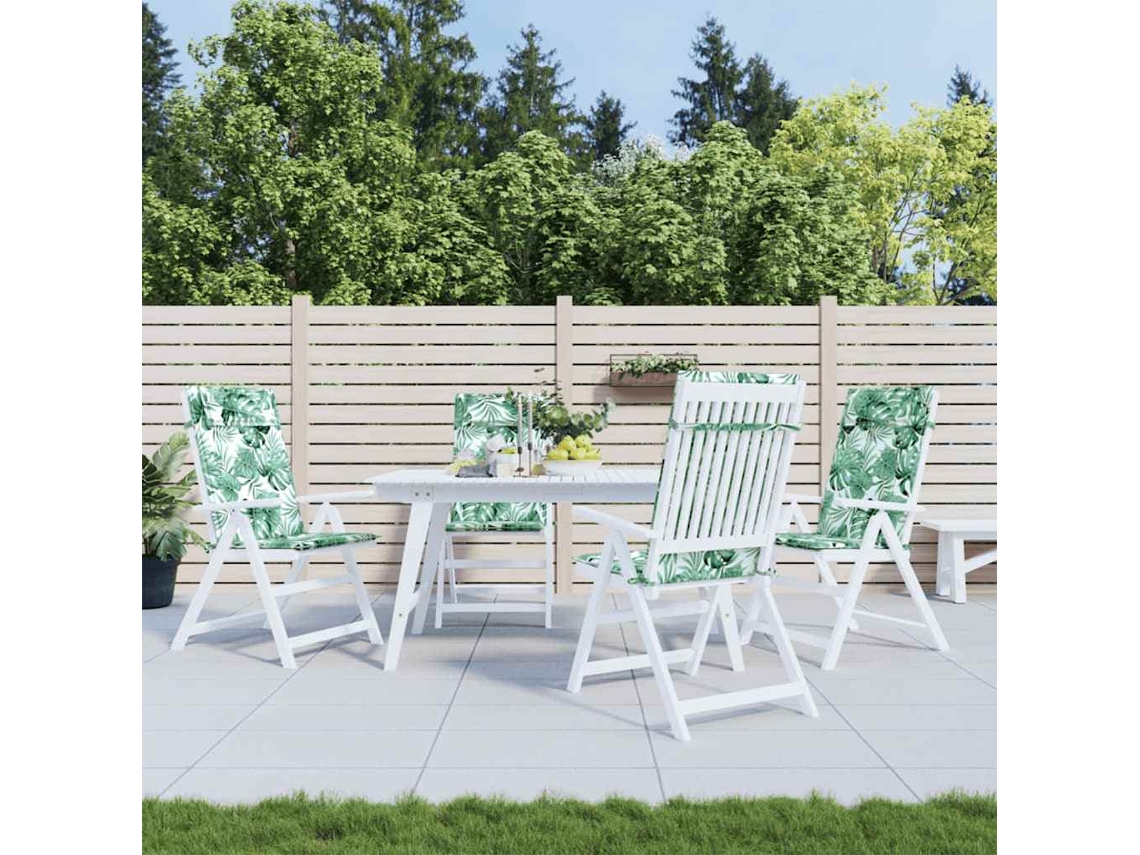 Vidaxl Almofadões P/ Cadeira Encosto Alto 4 Pcs Tecido Oxford Folhas