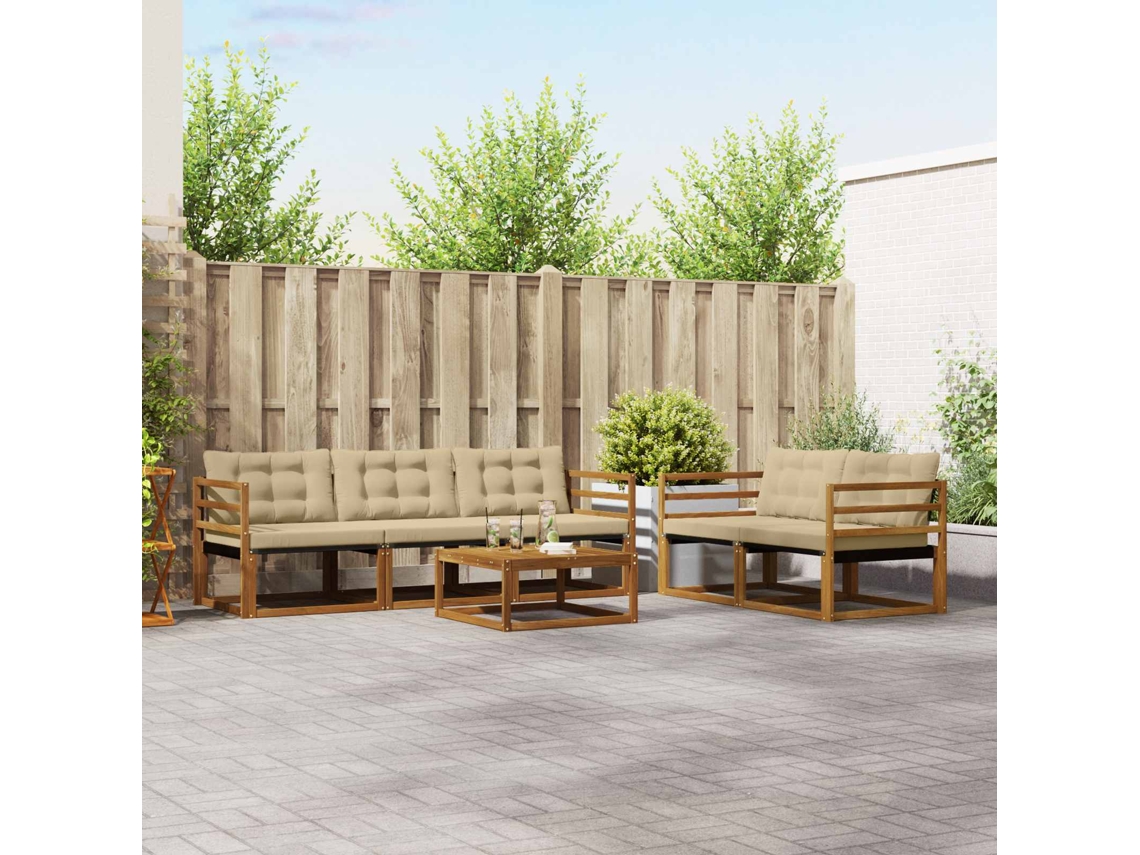 Vidaxl Conjunto De Sofás Para Exterior 6 Pcs Natural E Bege