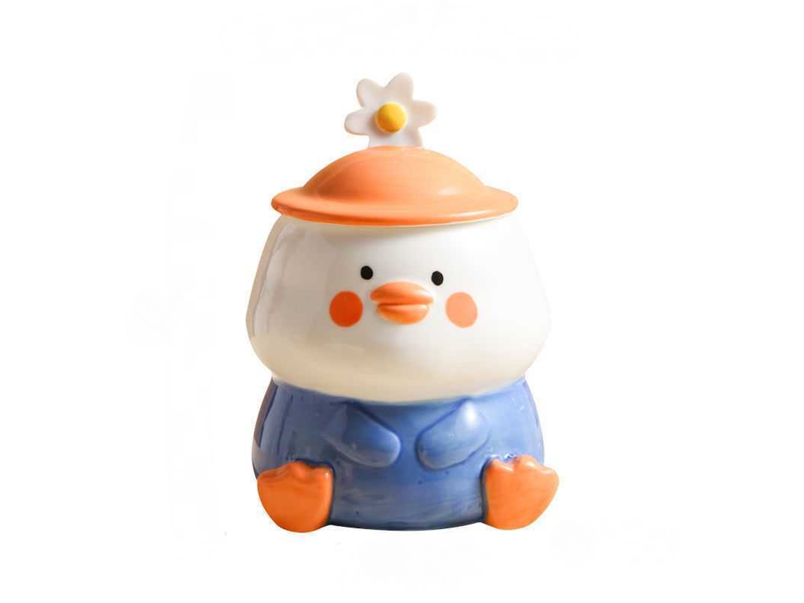 Caneca Patinho Divertida 3d, De Cerâmica Fofa Para Café Com Colher E Tampa, Kawaii, Animal Mulheres Meninas, Ideia Presente Fofo A Aquaforge