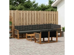 Vidaxl Conjunto De Sofás Para Exterior 9 Pcs Natural E Preto