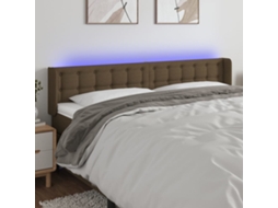 Vidaxl Cabeceira De Cama C/ Luzes Led Tecido 203x16x78/88 Cm Castanho