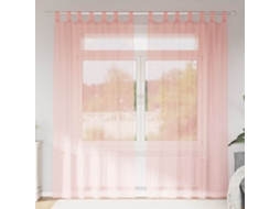 Vidaxl Cortinas De Voile Com Laços 2 Pcs Rosa 140x245 Cm