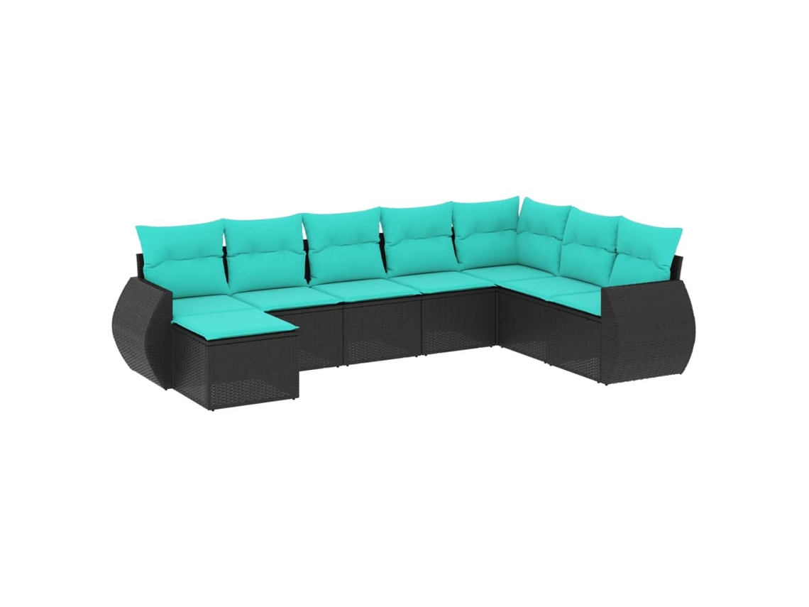 Conjunto de Sofá de Jardim, 9 Peças, Almofadas, Rattan Marrom MAISON EXCLUSIVE