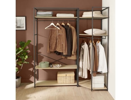 Cabides de madeira e metal June (largura 180 x altura 200 cm, conjunto de 2), preto