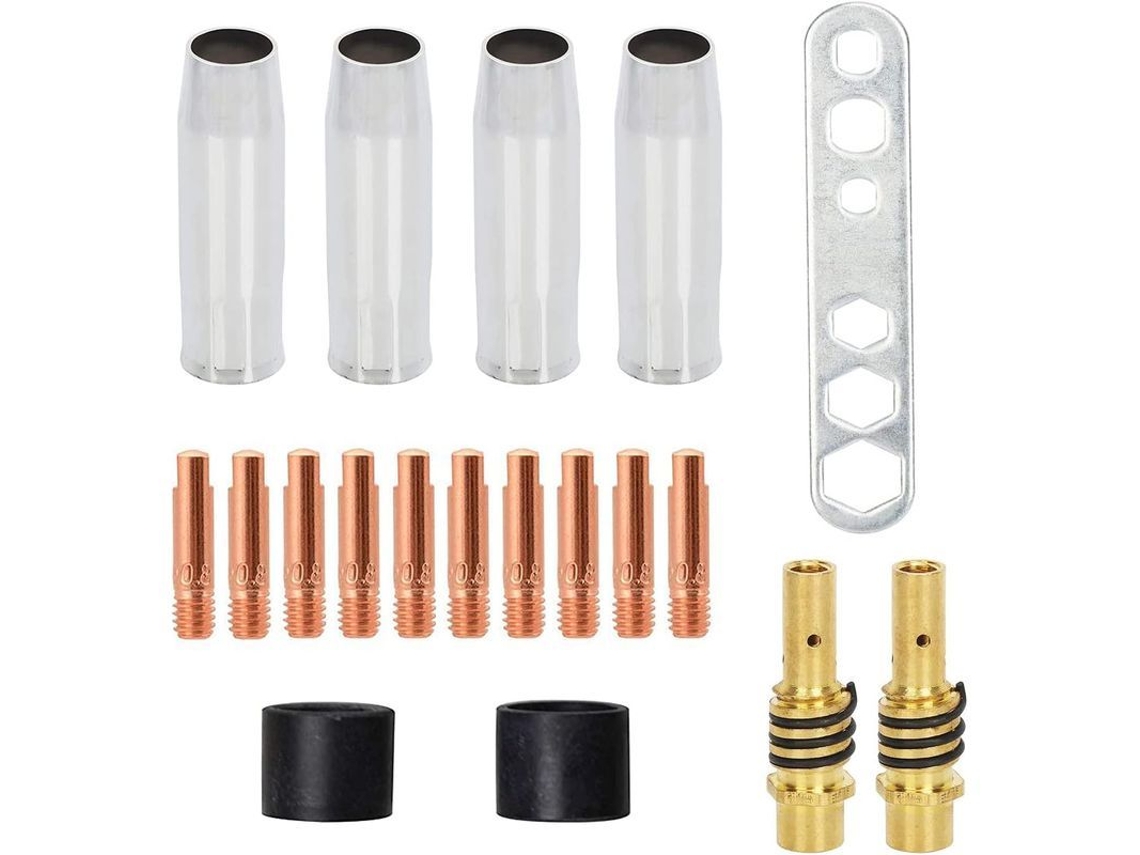 Acessórios de soldadura MIG MAG para AK 15/MB 15: bicos, suportes, isoladores e ferramenta, 19 peças Marca