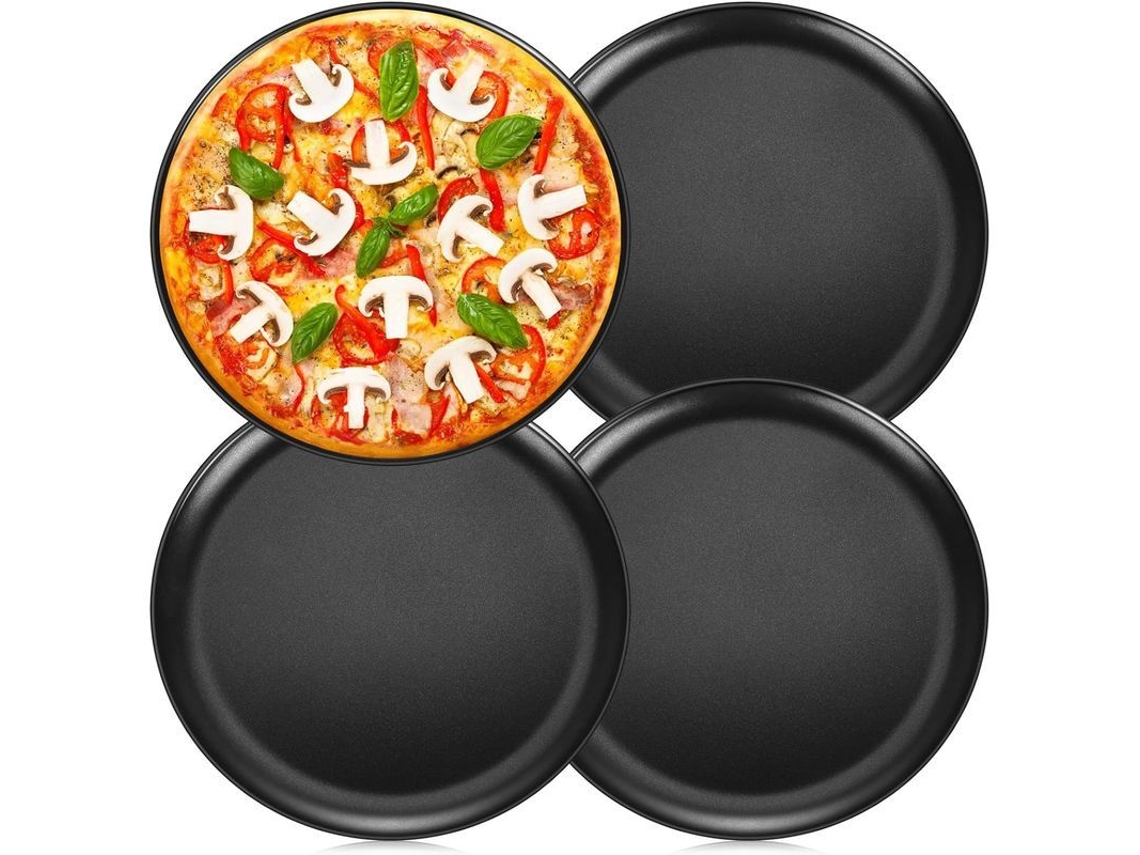 Bandeja de Pizza 10 Polegadas Aço Inoxidável Revestimento Antiaderente 4 Peças