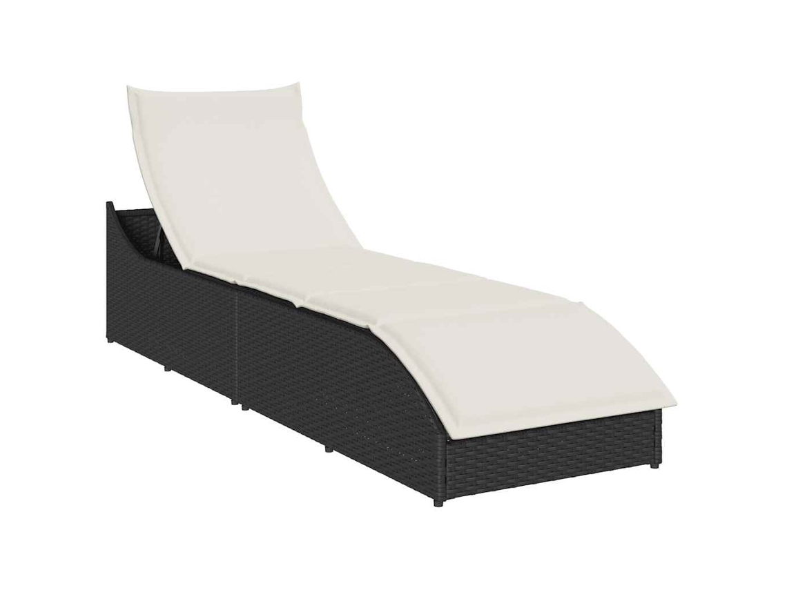 Folding Sun Lounger, Folding Sun Loungers Vidaxl Preto Rattan / Vime (n/a)