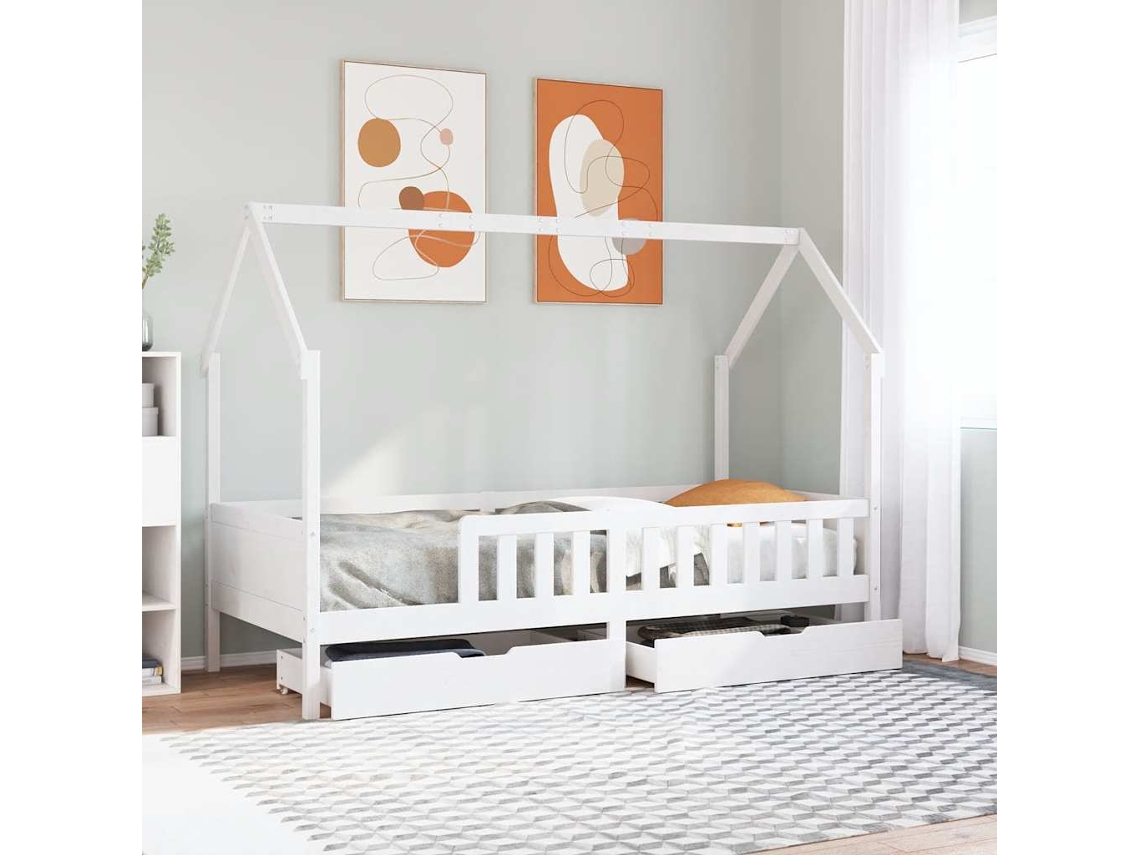 Estrutura De Cama Infantil C/ Gavetas 90x200 Cm Pinho Maciço