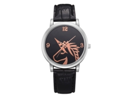 Reloj De Cuarzo Casual Fashion Para Mujer Con Correa De Pu Metal Negro