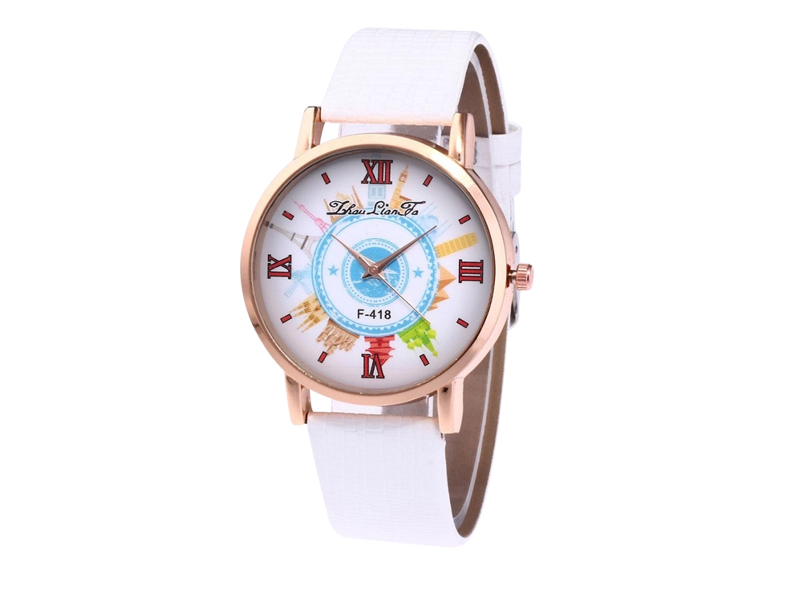 Relógio de pulso masculino de couro, estilo estudante, quartzo, casual, branco.