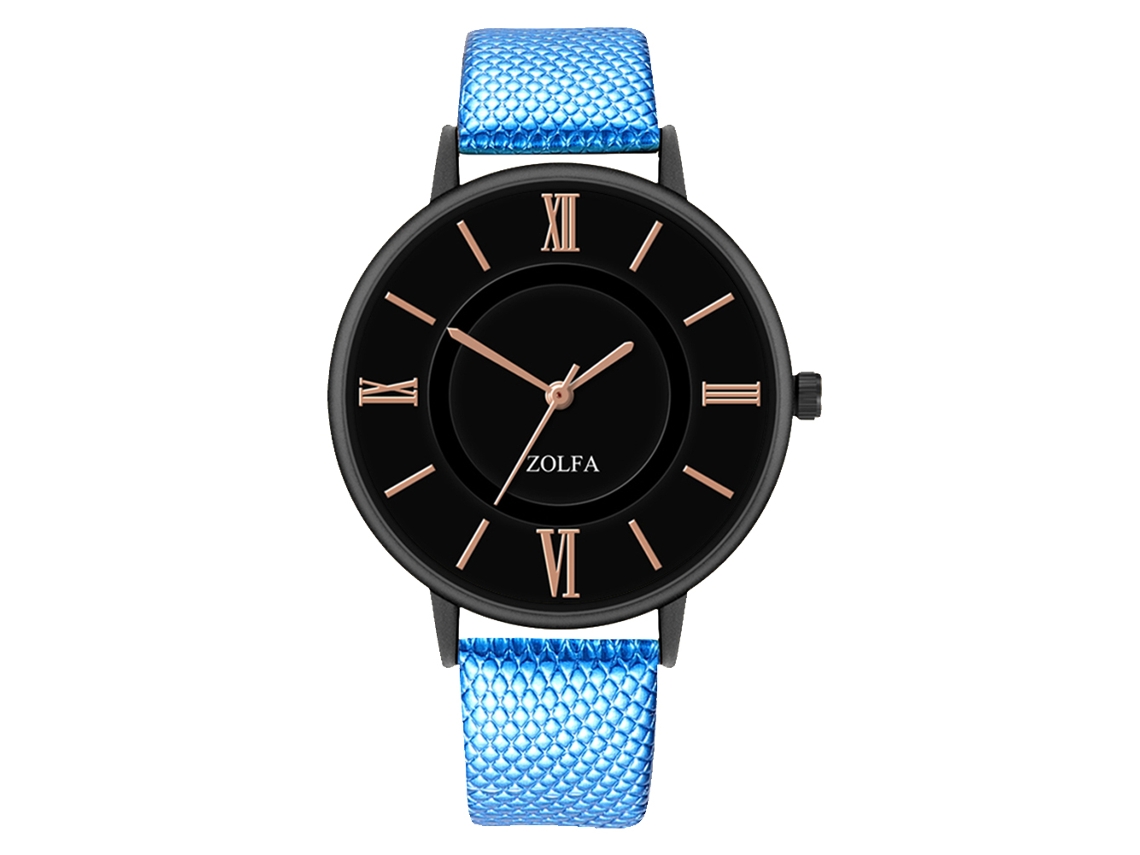 Reloj De Pareja Moda Hombre Mujer Correa Cuero Casual Azul