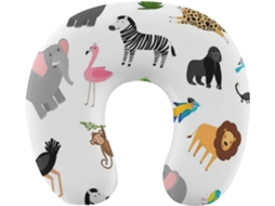 Travesseiro de Viag em Formato Animal Africano, Espuma Viscoelástica para Suporte do Pescoço, Acessórios,